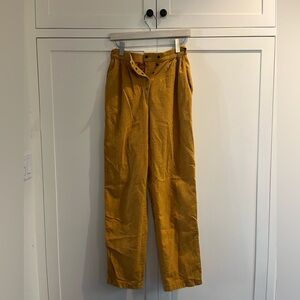 Haupt Mustard Flannel High-Waisted Pants with Belt